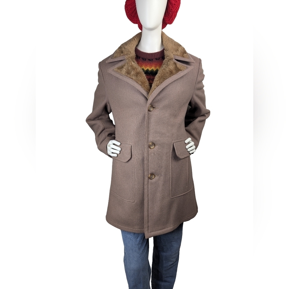 Vintage MacMor Canada Wool Coat With Faux Shearling Trim | Unisex | Medium